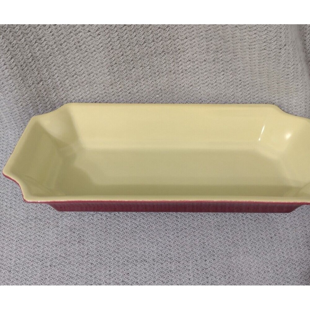 Franciscan Capistrano Art Ware 441 Low Rectangular Flower Bowl Duo Yellow/Maroon